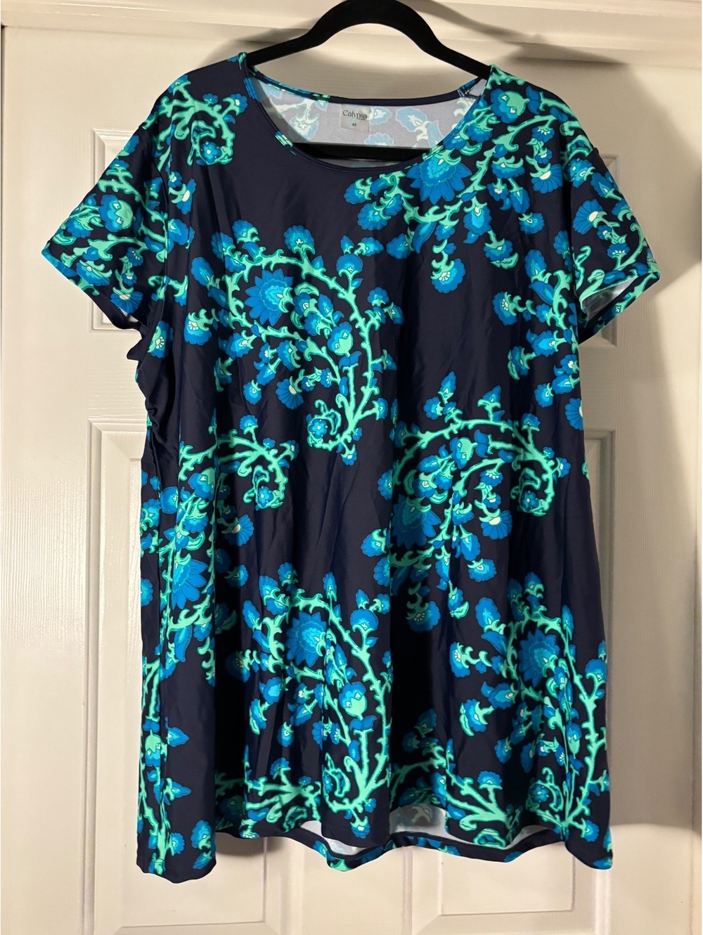 Calypsa by ModLi Women's 4X Floral Print Short Sleeve Rash Guard Top